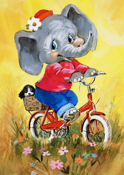 Elefante en una bicicleta de English School