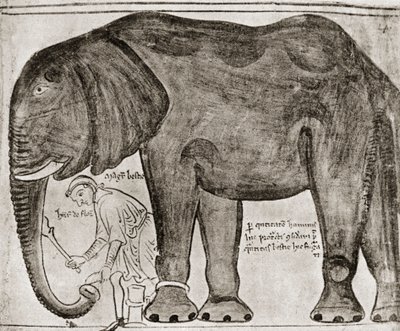 Elefante enviado por San Luis a Enrique III, de la "Historia Major", reproducido en "English Historians". de English School