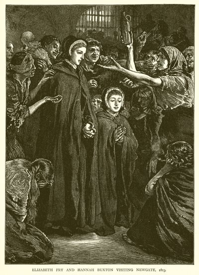 Elizabeth Fry y Hannah Buxton visitando Newgate, 1813 de English School