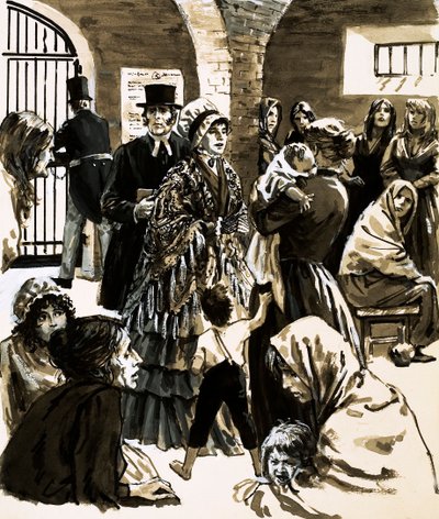 Elizabeth Fry se convirtió en una defensora de la reforma penitenciaria después de visitar la prisión de Newgate de English School