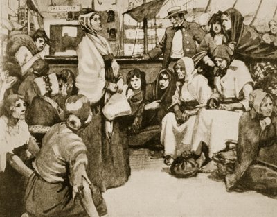 Elizabeth Fry hablando con los prisioneros en un barco de convictos de English School