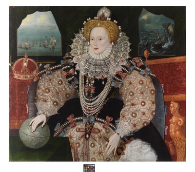 Isabel I (Retrato de la Armada), c. 1588 (óleo sobre tabla de roble) de English School