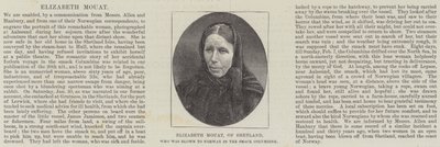 Elizabeth Mouat, de Shetland, que fue llevada a Noruega en el Smack Columbine de English School