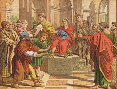 Elymas el Hechicero herido de ceguera (litografía en color) de English School