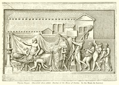 Banquete en los Campos Elíseos. (Bajo Relieve a menudo llamado: Baco en la Casa de Icario. En el Museo del Louvre) de English School
