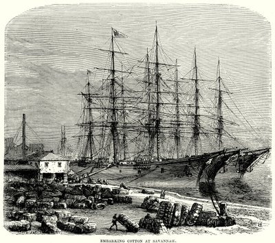 Embarque de algodón en Savannah (grabado) de English School