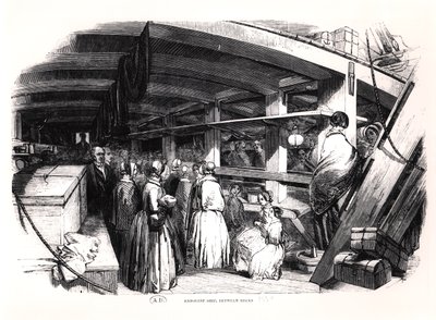 Barco de emigrantes, entre cubiertas, 1850 de English School