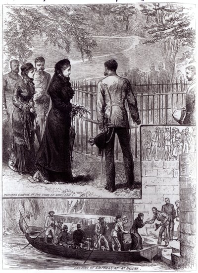 La emperatriz Eugenia visitando la tumba de Napoleón I en Santa Elena, 1880 de English School