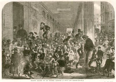 Niños participando en la pantomima navideña en el Teatro Drury Lane, Londres de English School
