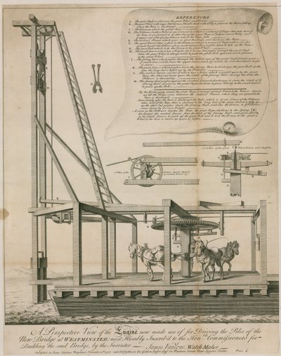 Máquina para clavar pilotes, Puente de Westminster de English School