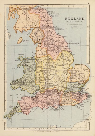 Inglaterra, periodo sajón (litografía en color) de English School