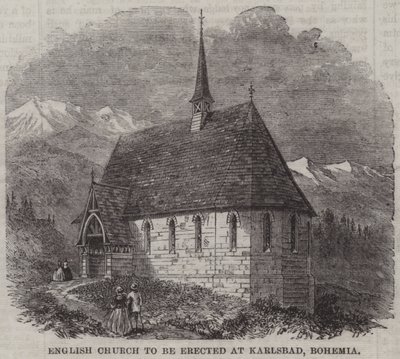 Iglesia Inglesa a ser erigida en Karlsbad, Bohemia (grabado) de English School