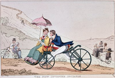 Dibujo de comedia inglesa sobre los inicios de la bicicleta de English School
