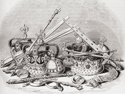 Regalia inglesa, de Old England: A Pictorial Museum, pub. 1847 de English School