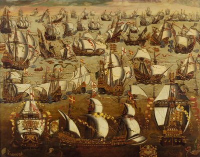 Barcos ingleses y la Armada española, agosto de 1588 de English School