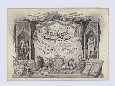 Grabador e impresor, H D Smith, tarjeta comercial de English School