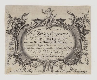 Grabadores de sellos, H Yates, tarjeta comercial de English School