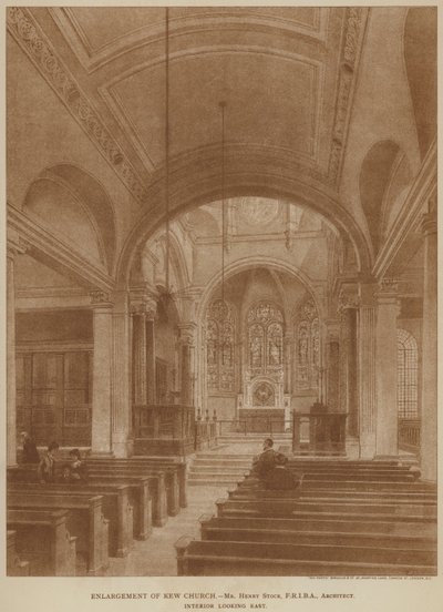 Ampliación de la iglesia de Kew (grabado) de English School