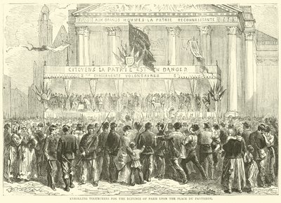 Inscripción de voluntarios para la defensa de París en la Place du Pantheon, octubre de 1870 de English School