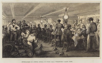 Entretenimiento al Almirante Dundas, a bordo del HMS "Wellington," Flota del Báltico de English School
