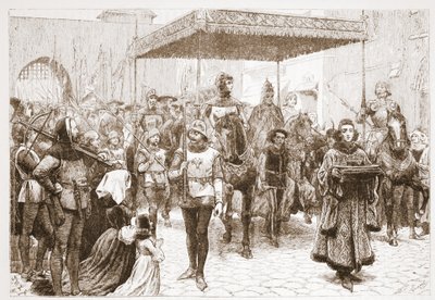Entrada del Papa Juan en Constanza, ilustración de La Historia del Protestantismo por James Aitken Wylie (1808-1890), pub. 1878 de English School