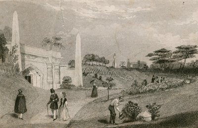 Entrada a la Catacumba, Cementerio de Highgate, Londres de English School