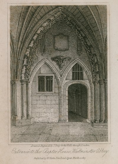 Entrada a la Sala Capitular, Abadía de Westminster, Londres de English School
