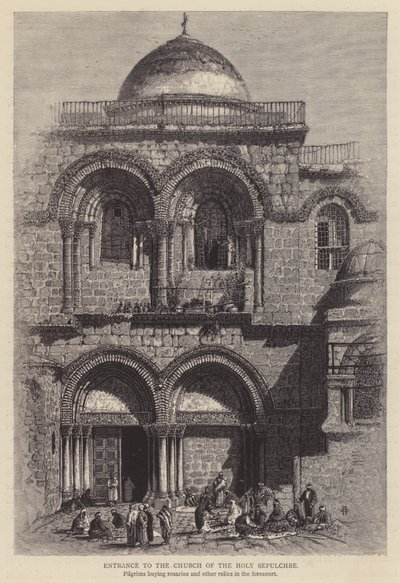Entrada a la Iglesia del Santo Sepulcro (grabado) de English School