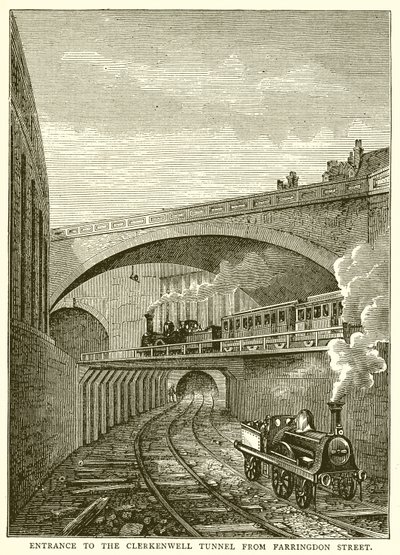 Entrada al túnel de Clerkenwell desde Farringdon Street de English School