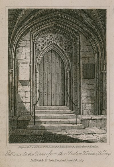 Entrada a la Nave desde los Claustros, Abadía de Westminster, Londres de English School