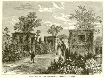 Entrada a los Jardines Zoológicos en 1840 de English School