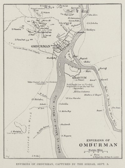 Alrededores de Omdurman, capturados por el Sirdar, 3 de septiembre (grabado) de English School