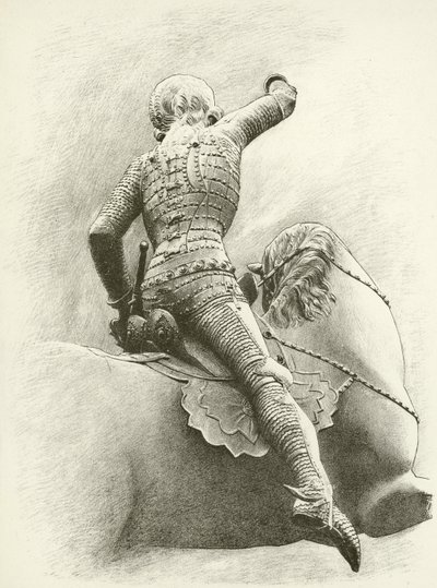 Figura ecuestre en Praga, Bohemia (grabado) de English School