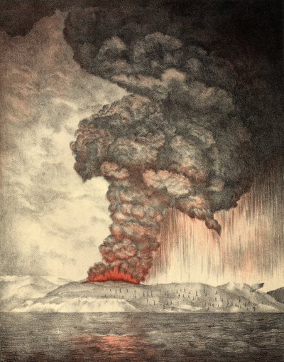 Erupción del Krakatoa, 26 de agosto de 1833, pub.1888 de English School
