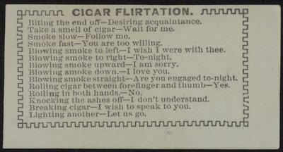 Tarjeta de escolta titulada Coqueteo con Cigarro de English School