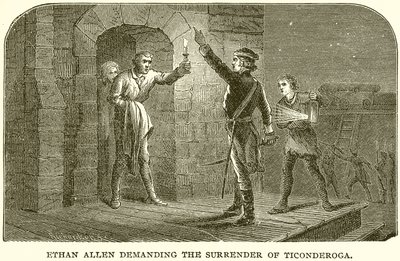 Ethan Allen exigiendo la rendición de Ticonderoga de English School