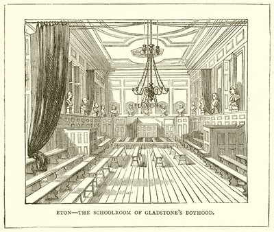 Eton--El aula de la infancia de Gladstone de English School