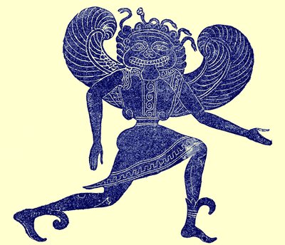 Gorgona etrusca, del Museo Campana, ilustración de la Historia de Roma de Victor Duruy, publicada en 1884 de English School