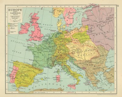 Europa bajo Napoleón 1810 (litografía en color) de English School