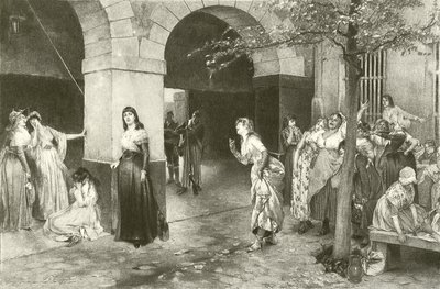 Evariste Carpentier Mme Roland en la prisión de Ste Pelagie (grabado) de English School