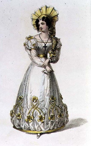 Vestido de noche, lámina de moda de Ackermann
