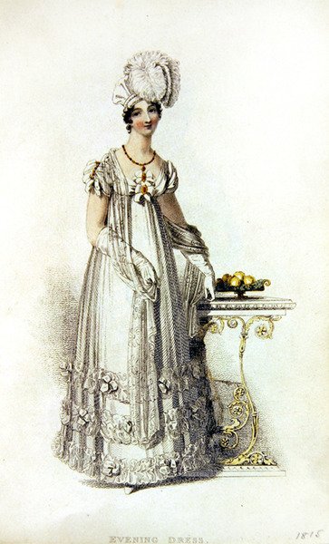 Vestido de noche, lámina de moda de Ackermann