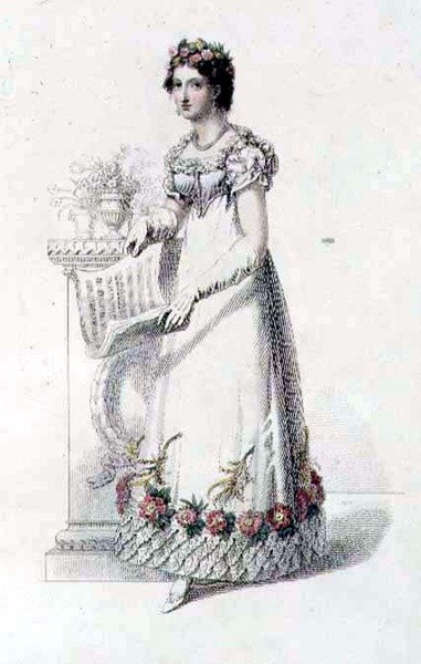 Vestido de Noche, lámina de moda de Ackermann