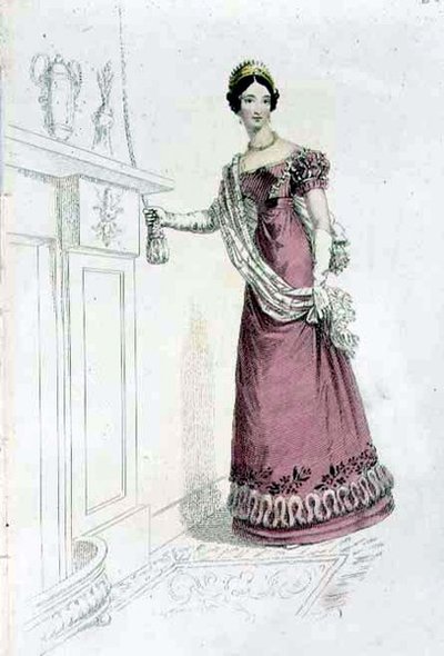 Vestido de Noche, lámina de moda de Ackermann
