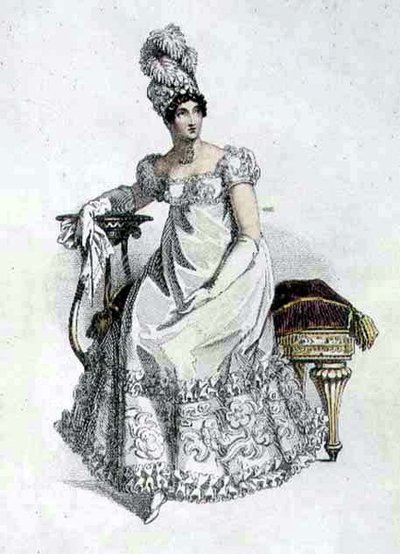 Vestido de Noche, lámina de moda de Ackermann