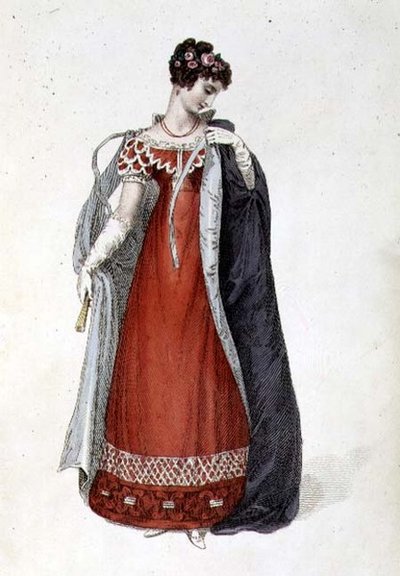 Vestido de noche o vestido de baile, lámina de moda de Ackermann