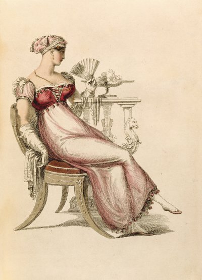 Vestido de noche o vestido de baile, lámina de moda de Ackermanns Repository of Arts de English School