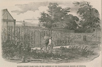 Muro de Vidrio Patentado de Ewing, en los jardines de la Sociedad Hortícola en Chiswick de English School