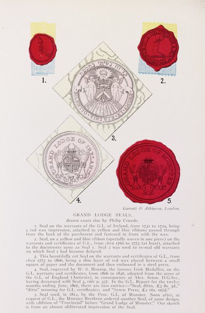 Ejemplos de sellos de la Gran Logia Inglesa e Irlandesa de English School