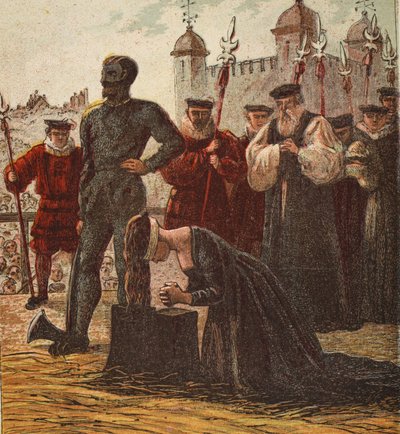 Ejecución de Lady Jane Grey, pub. 1890 (litografía en color) de English School